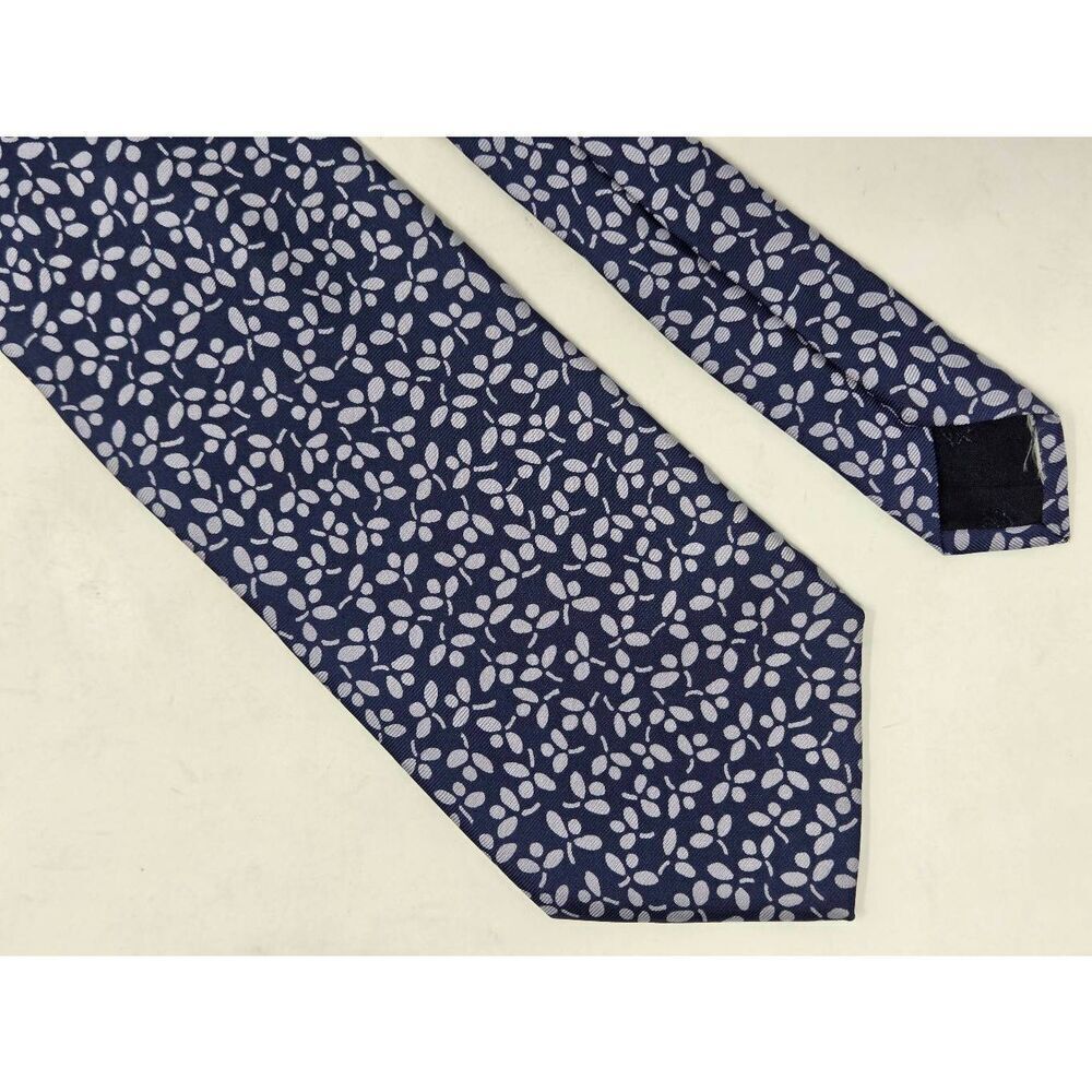 SCAPPINO ITALY SILK TIE BLUE GRAY SIMPLE FLORAL FOULARD 4" X 59"